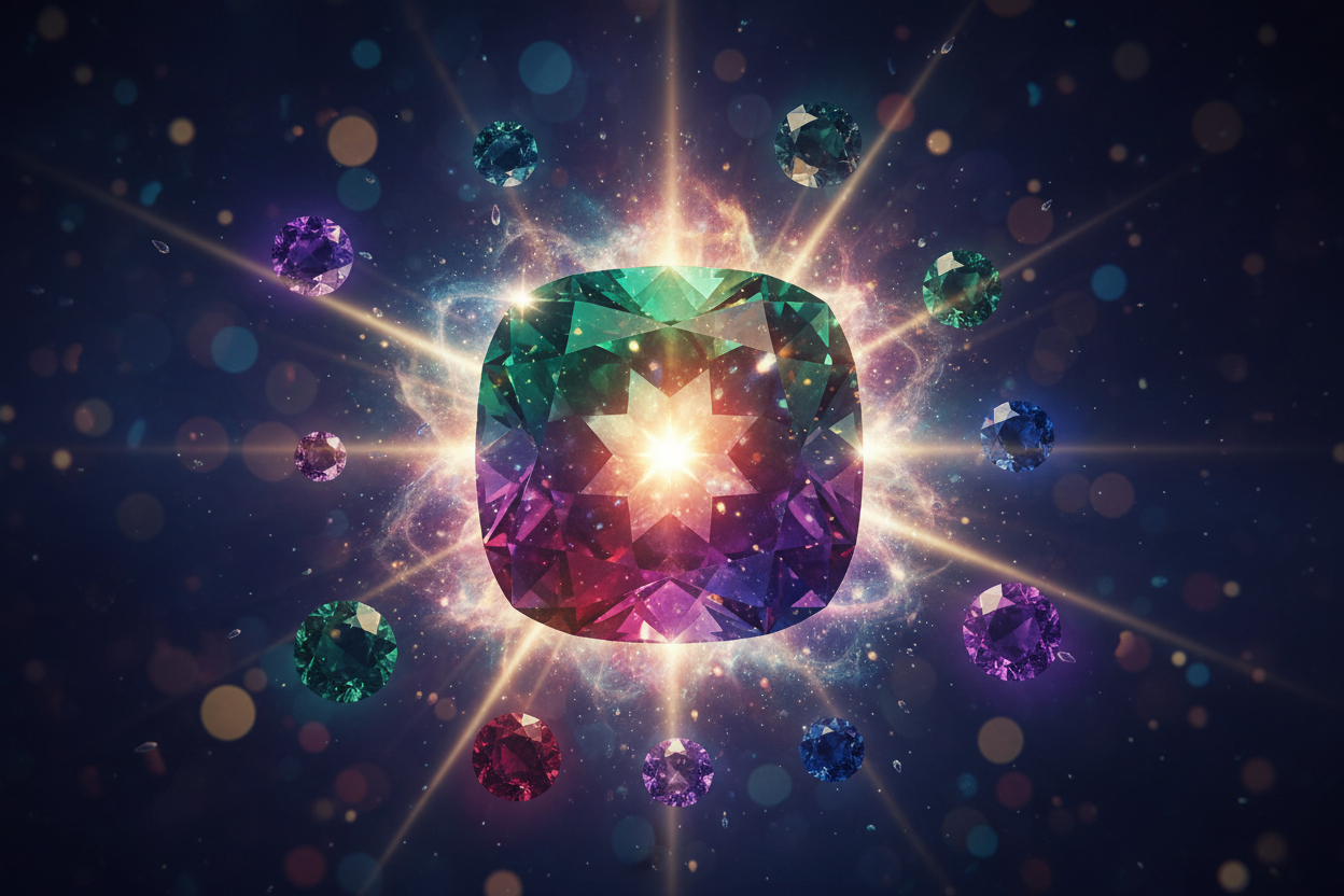 create a banner image for manifest gemstone divine one we dont need text we need attractive and "wow" feels 